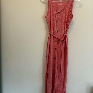 Striped Pink Sleeveless Button-Down Dress